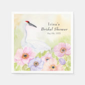 Bridal Shower Whooping Crane with Pastel Anemones  Servet (Voorkant)