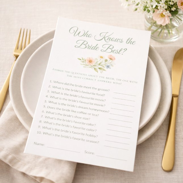 Bridal Shower Wildflower Who Knows the Bride Game (Creator heeft geüpload)
