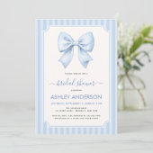Bridal Shower with Blue Bow and Stripes Kaart (Staand voorkant)
