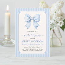 Bridal Shower with Blue Bow and Stripes