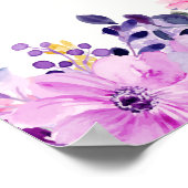 Bridal shower with watercolor Purple Flowers Poster (Hoek)