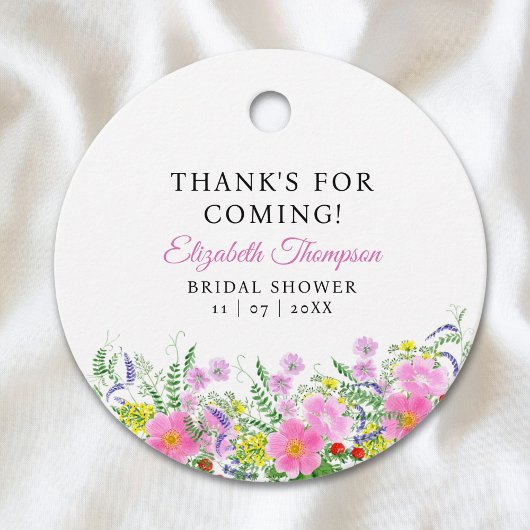 Bridal shower with wildflowers Pink Color Bedankjes Labels