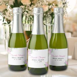 Bridal shower with wildflowers Pink Color Sparkling Wijnetiket