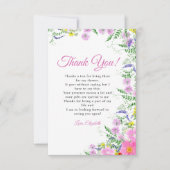 Bridal shower with wildflowers Pink Colors Bedankkaart (Voorkant)