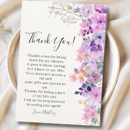 Bridal shower with wildflowers Purple Tones Bedankkaart