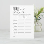 Bridal Shower Word Trivia Party Game Card Kaart (Staand voorkant)
