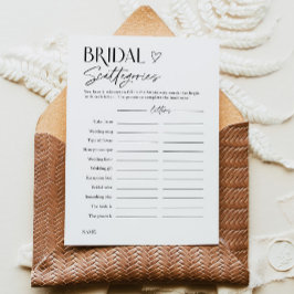Bridal Shower Word Trivia Party Game Card Kaart