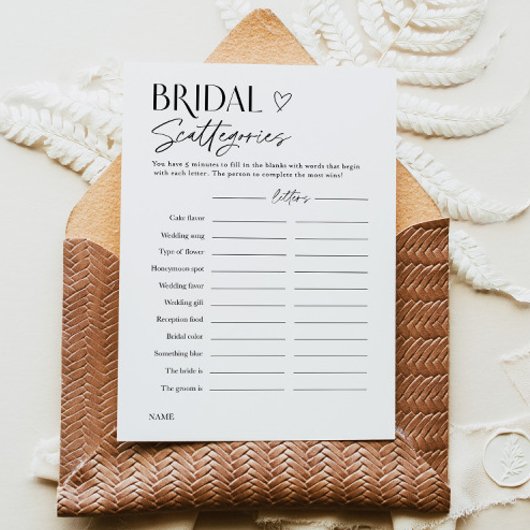 Bridal Shower Word Trivia Party Game Card Kaart