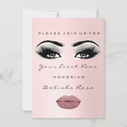 Bridal Sweet 16th 15th Kiss LIPS Roos Roze Kaart (Voorkant)