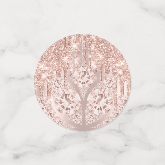 Bridal Sweet 16th Pink Spark Glitter Diamond Roos Confetti (Kleine voorkant)