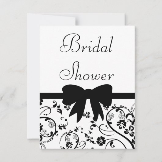 Bridal Swirls Shower Invitation Black Kaart (Voorkant)