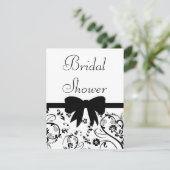 Bridal Swirls Shower Invitation Black Kaart (Staand voorkant)