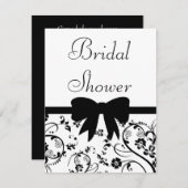 Bridal Swirls Shower Invitation Black Kaart (Voorkant / Achterkant)