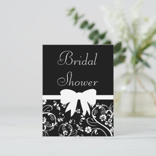 Bridal Swirls Shower Invitation White Kaart (Staand voorkant)