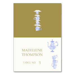 Bridal Tea Blue China Set Witte Kant Plaats Kaart