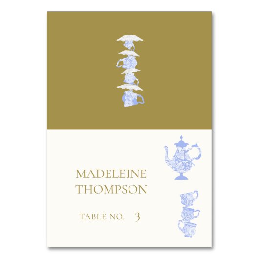 Bridal Tea Blue China Set Witte Kant Plaats Kaart (Voorkant)