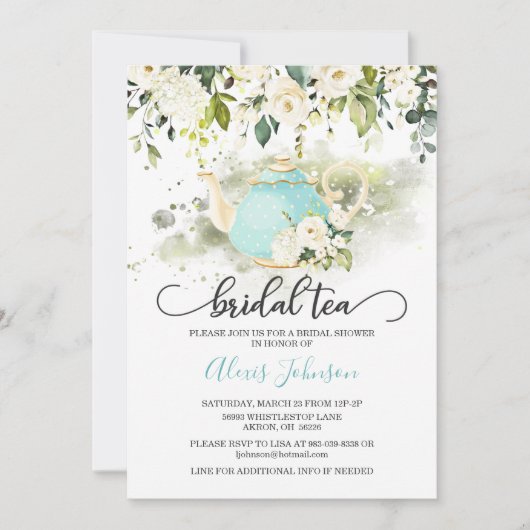Bridal Tea Bridal Shower Invitation - Blue WC Kaart (Voorkant)
