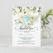 Bridal Tea Bridal Shower Invitation - Blue WC Kaart (Staand voorkant)