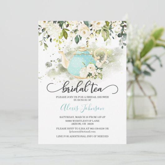 Bridal Tea Bridal Shower Invitation - Blue WC Kaart (Staand voorkant)