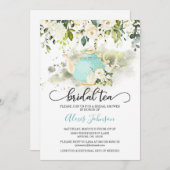Bridal Tea Bridal Shower Invitation - Blue WC Kaart (Voorkant / Achterkant)