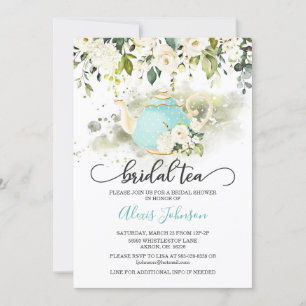 Bridal Tea Bridal Shower Invitation - Blue WC Kaart