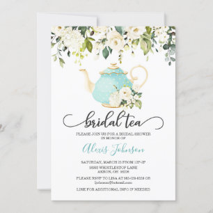 Bridal Tea Bridal Shower Uitnodiging - Blauw
