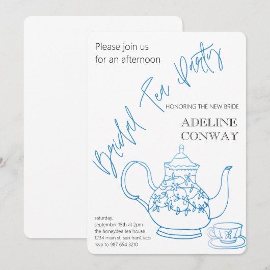 Bridal Tea Celebration Kaart (Voorkant / Achterkant)