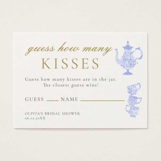 Bridal Tea China Lace Raad Raad Hoeveel Kisses Gam Visitekaartje (Voorkant)