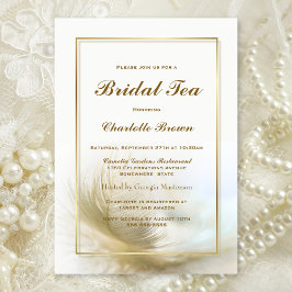 Bridal Tea Elegant Gold Feather Kaart