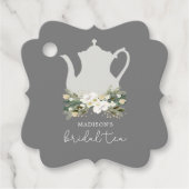 Bridal Tea Gray Waterverf Flowers Bedankjes Labels (Voorkant)