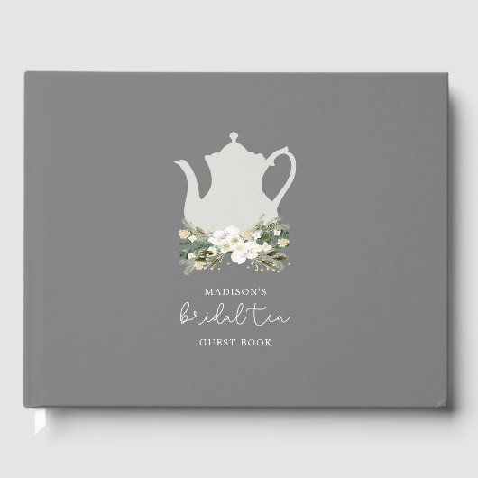 Bridal Tea Gray Waterverf Flowers Gastenboek (Voorkant)