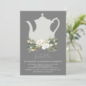 Bridal Tea Gray Waterverf Flowers Kaart (Staand voorkant)