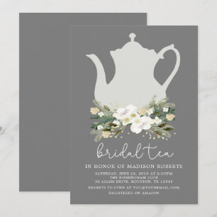 Bridal Tea Gray Waterverf Flowers Kaart