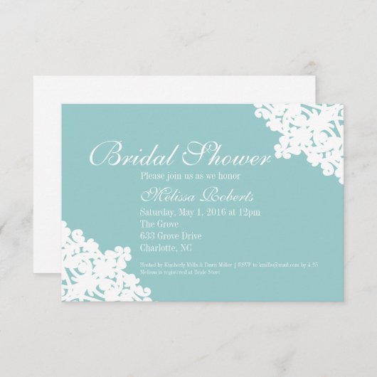 Bridal Tea of Shower nodigt uit | Bridal Lace Kaart (Voorkant / Achterkant)