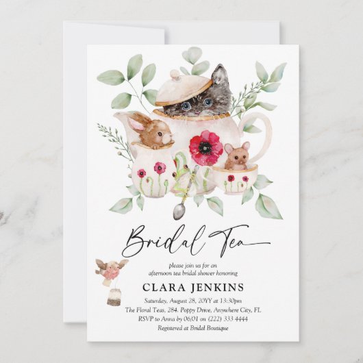 Bridal Tea Party Animals & Greenery Vrijgezellenfe Kaart (Voorkant)