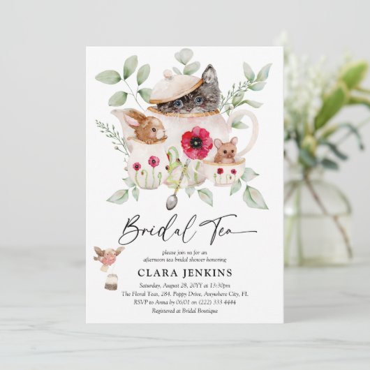 Bridal Tea Party Animals & Greenery Vrijgezellenfe Kaart (Staand voorkant)