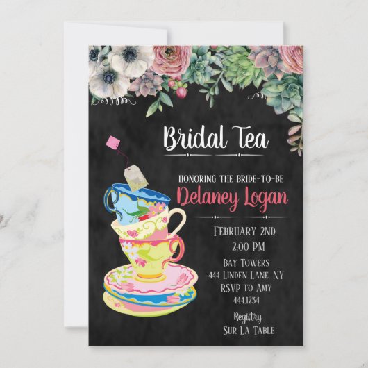 Bridal Tea Party Bloemenuitnodiging Kaart (Voorkant)