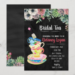 Bridal Tea Party Bloemenuitnodiging Kaart
