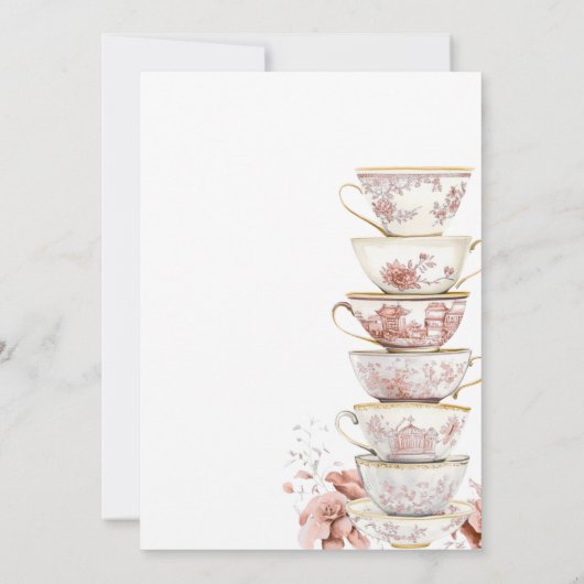 Bridal Tea Party Chinoiserie Pink Bridal Shower In Kaart (Achterkant)