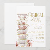 Bridal Tea Party Chinoiserie Pink Bridal Shower In Kaart (Voorkant / Achterkant)