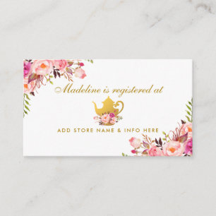 Bridal Tea Party Gold Pink Register-kaart Informatiekaartje