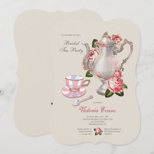 Bridal Tea Party Kaart (Voorkant / Achterkant)