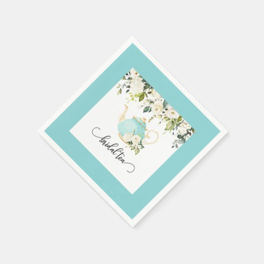 Bridal Tea Party Napkin - Blauwe grens Servet (Hoek)