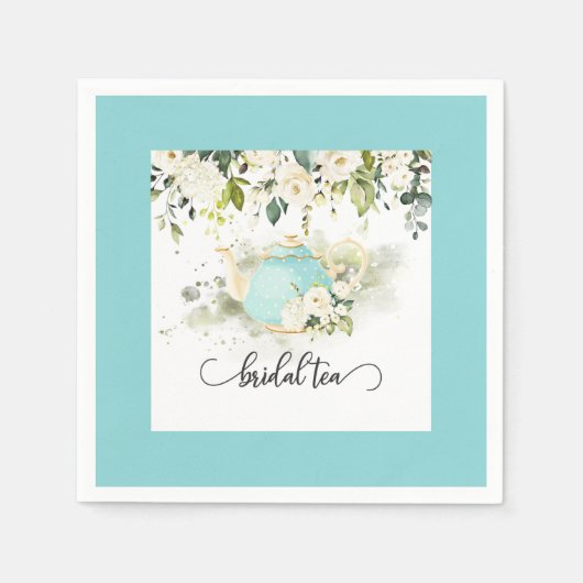 Bridal Tea Party Napkin - Blue Border WC Servet (Voorkant)