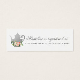 Bridal Tea Party Roze Zilver Registry Invoegen Kaa Mini Visitekaartjes