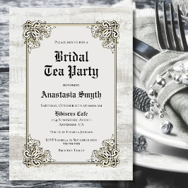 Bridal Tea Party Rustic Bleaching Wood Kaart