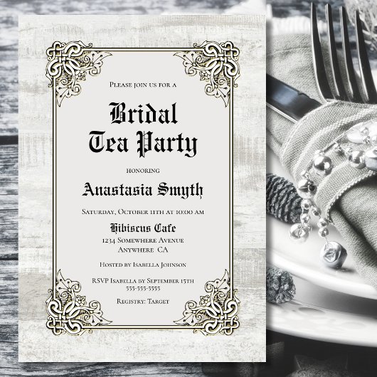 Bridal Tea Party Rustic Bleaching Wood Kaart