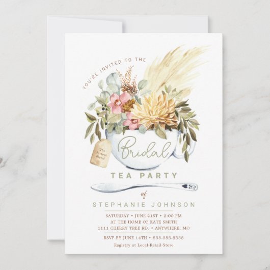 Bridal Tea Party Shower Uitnodiging (Voorkant)