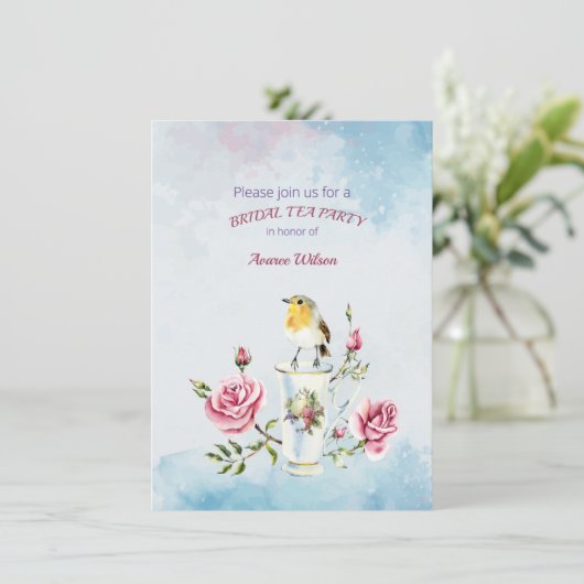 Bridal Tea Party Shower Uitnodiging (Staand voorkant)