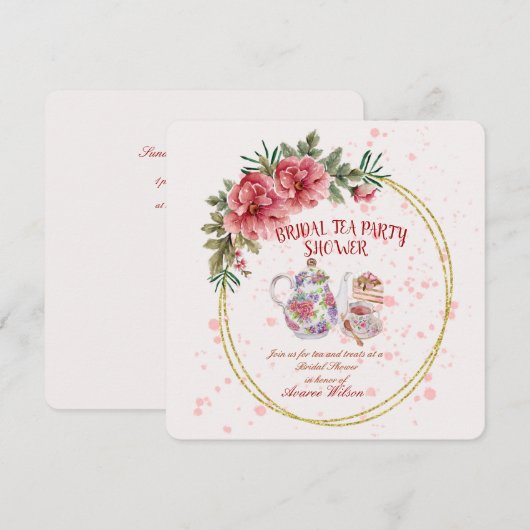 Bridal Tea Party Shower Uitnodiging (Voorkant / Achterkant)